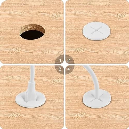 KITANIS 1 Inch Flexible Rubber Desk Grommets, Silicone Cable Cord Grommet Wire Hole Cover for Desks, Tables & Furniture (12 Pack, White) | Organizes Cables & Protects Wires thumbnail 4