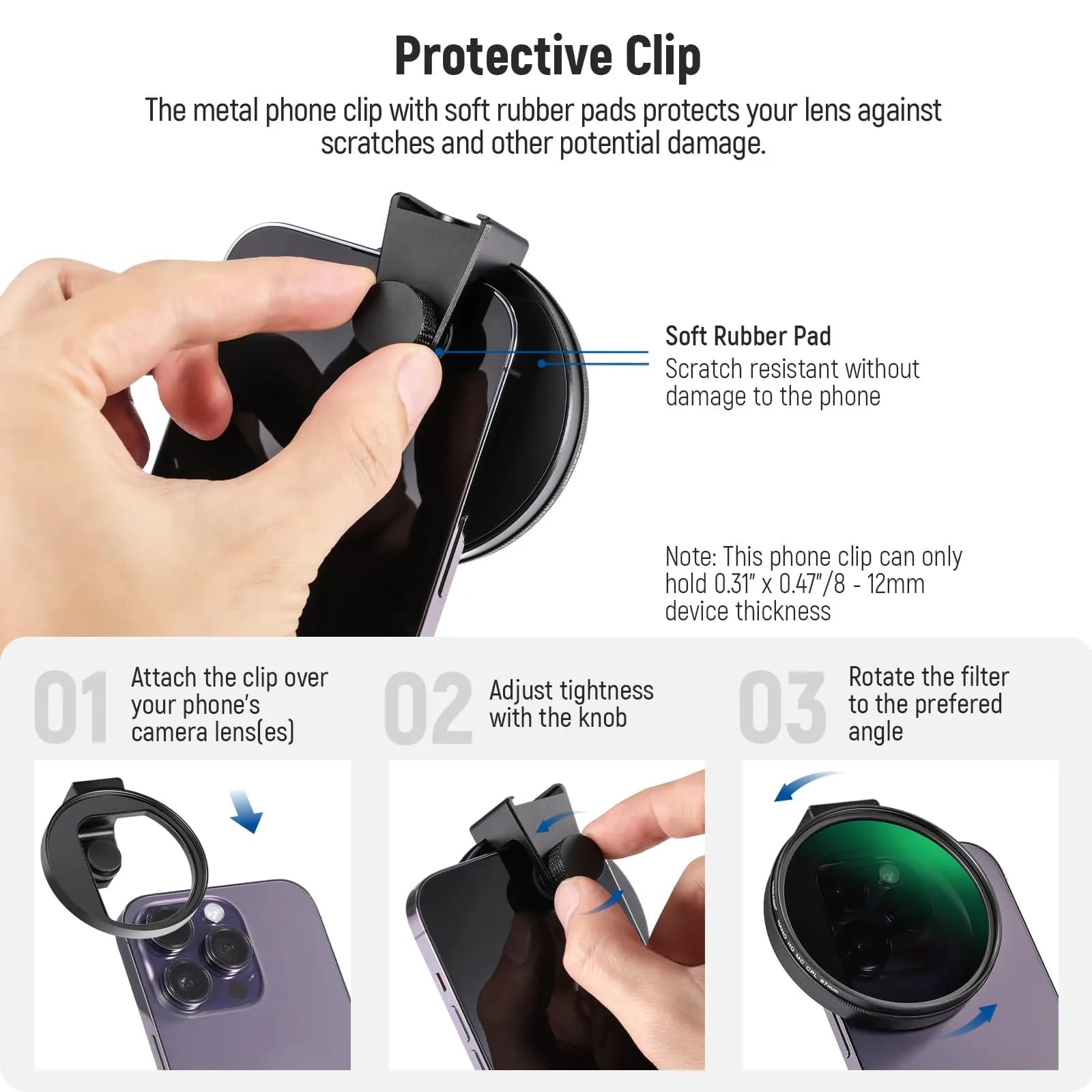 NEEWER 67mm CPL Filter with Cold Shoe Phone Clip | Reduces Reflections for Vivid Photos - view 5