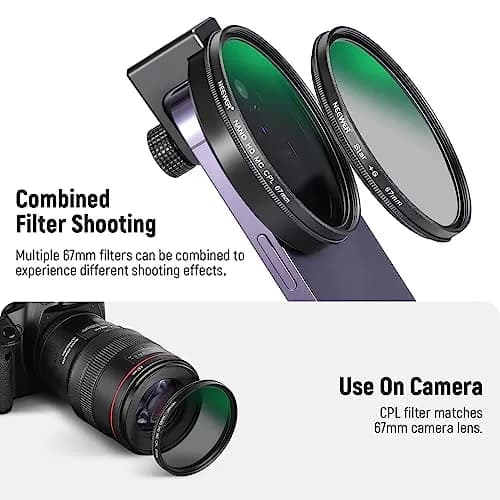 NEEWER 67mm CPL Filter with Cold Shoe Phone Clip | Reduces Reflections for Vivid Photos thumbnail 7