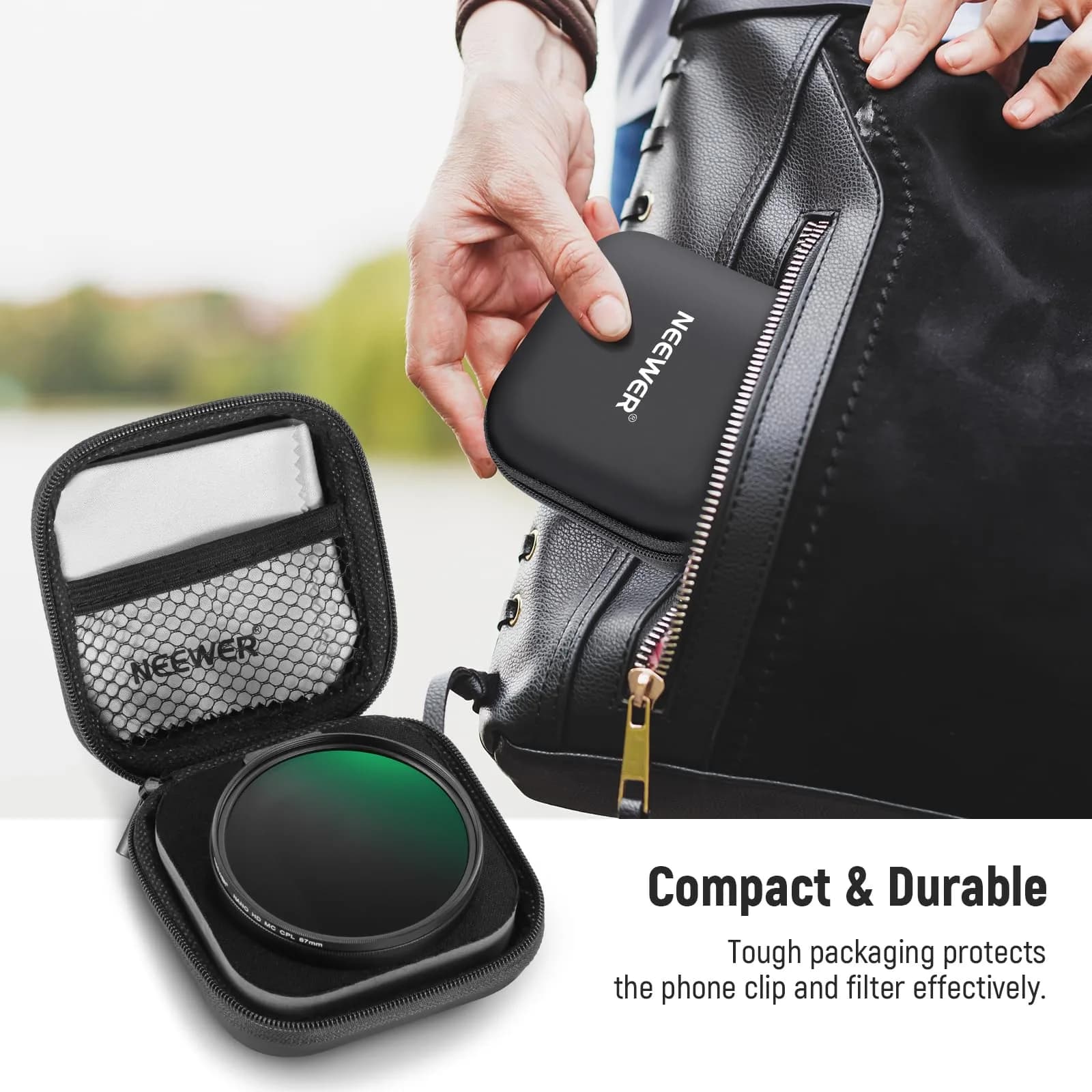 NEEWER 67mm CPL Filter with Cold Shoe Phone Clip | Reduces Reflections for Vivid Photos - view 8