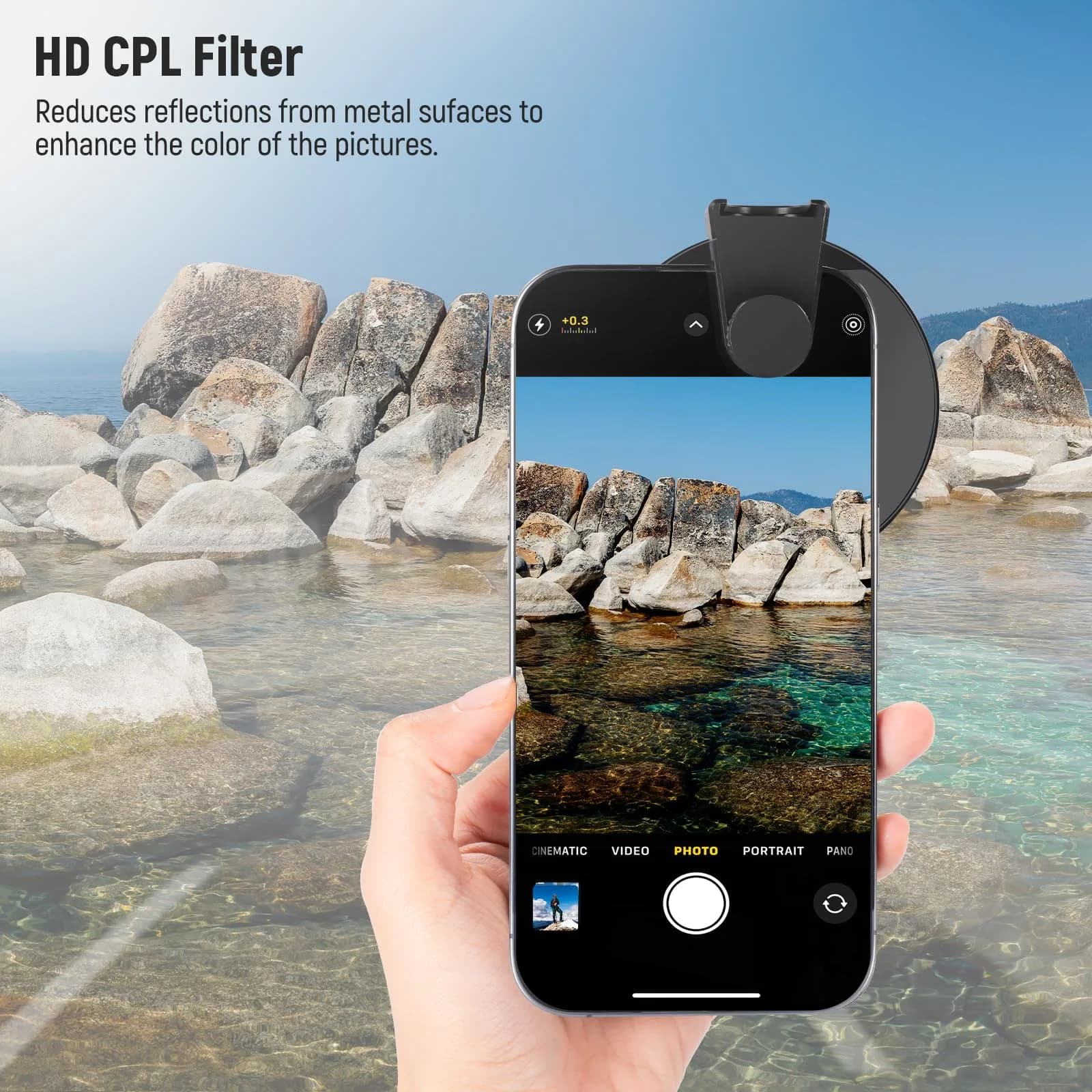 NEEWER 67mm CPL Filter with Cold Shoe Phone Clip | Reduces Reflections for Vivid Photos - view 2