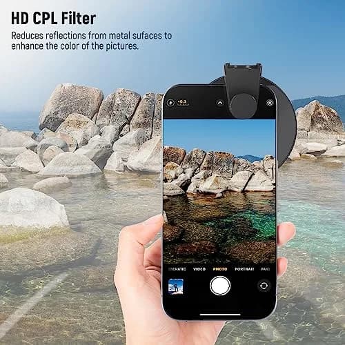 NEEWER 67mm CPL Filter with Cold Shoe Phone Clip | Reduces Reflections for Vivid Photos thumbnail 2