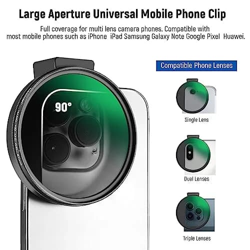 NEEWER 67mm CPL Filter with Cold Shoe Phone Clip | Reduces Reflections for Vivid Photos thumbnail 3