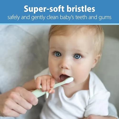 Dr. Brown's Infant-to-Toddler Toothbrush and Toothpaste Set, Mint Elephant | BPA-Free & Fluoride-Free Oral Care for Ages 0-3 thumbnail 3