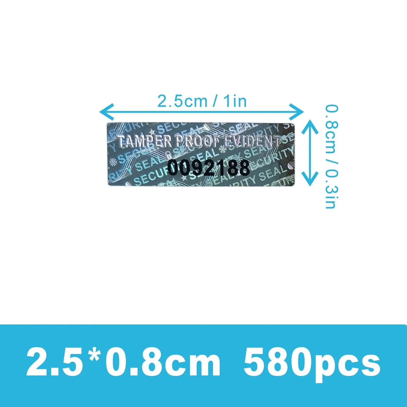 TLK&FBB Gold Hologram Tamper Proof Stickers 580 Count (2cm x 1cm) with Sequential Serial Numbering - view 2
