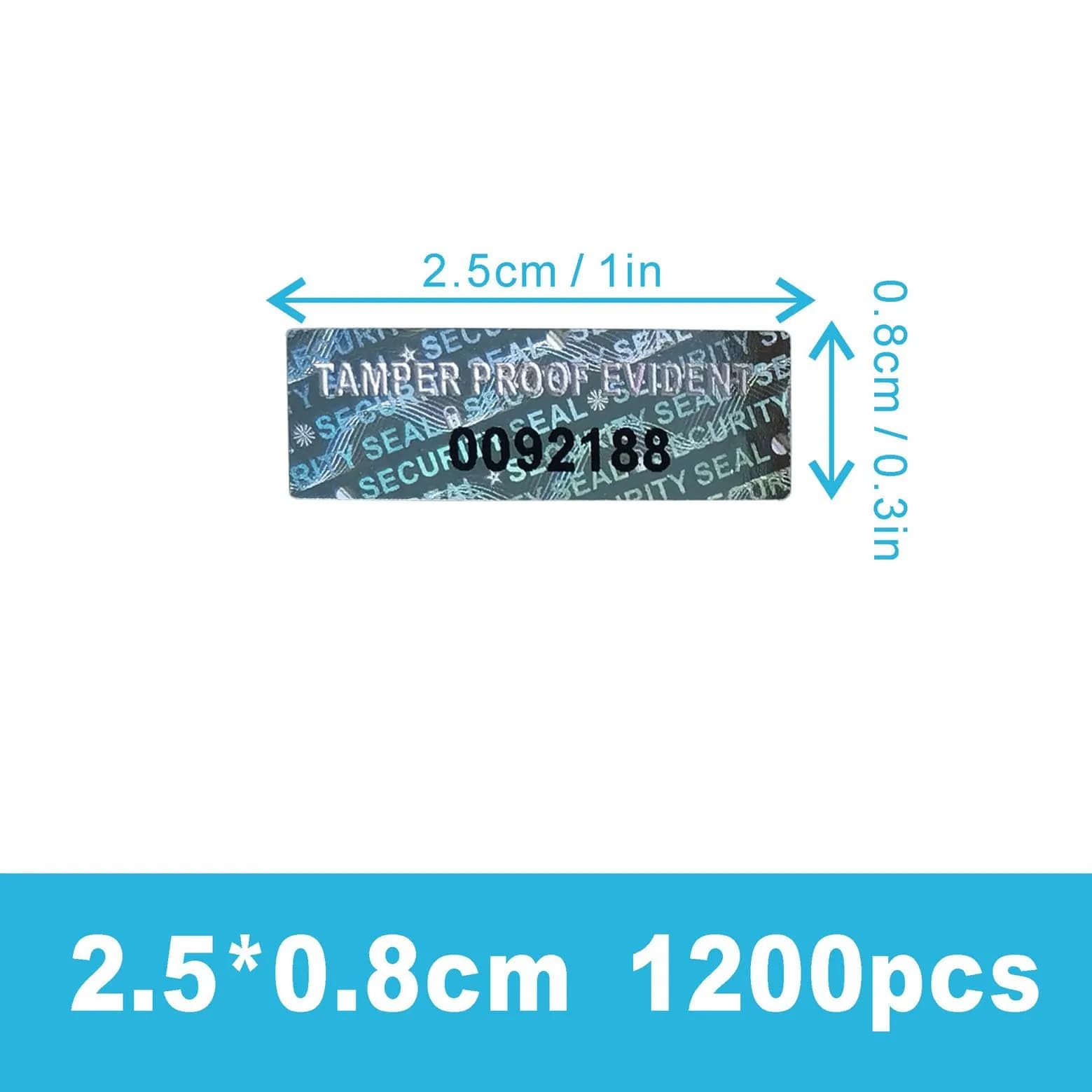 TLK&FBB Gold Hologram Tamper Proof Stickers 1200 Count (0.25" x 1") | Sequential Serial Numbering - view 2