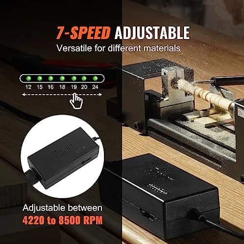VEVOR Mini Lathe Machine 2.76 in x 6.3 in | 7 Speeds for DIY Woodworking, 96W, 24VDC, Portable & Stable (70-120c) thumbnail 4