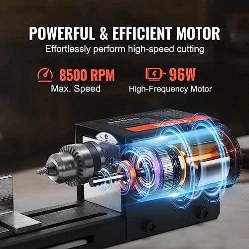 VEVOR Mini Lathe Machine 2.76 in x 6.3 in | 7 Speeds for DIY Woodworking, 96W, 24VDC, Portable & Stable (70-120c) thumbnail 5