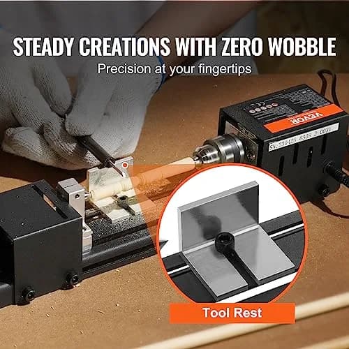VEVOR Mini Lathe Machine 2.76 in x 6.3 in | 7 Speeds for DIY Woodworking, 96W, 24VDC, Portable & Stable (70-120c) thumbnail 3