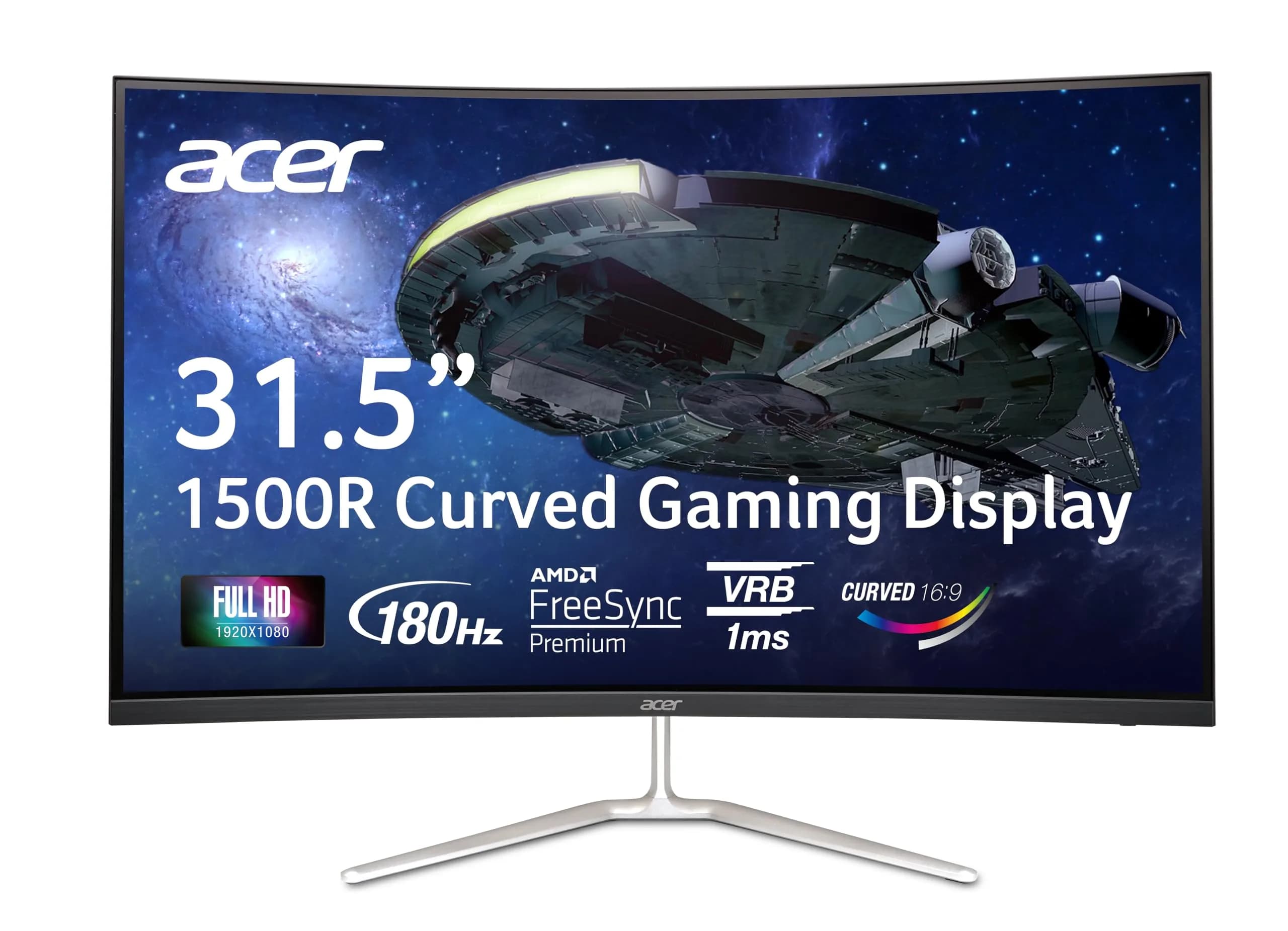 Acer Nitro 31.5in FHD 1920x1080 Curved 180Hz Gaming Monitor EDA320Q Pbiipx | AMD FreeSync Premium, 180Hz, 1ms Response, VESA Mount