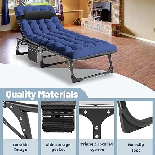Slsy Folding Camping Cot for Adults, Adjustable Camping Bed with Pad | 5-Position Recline, 500 lb Support thumbnail 7