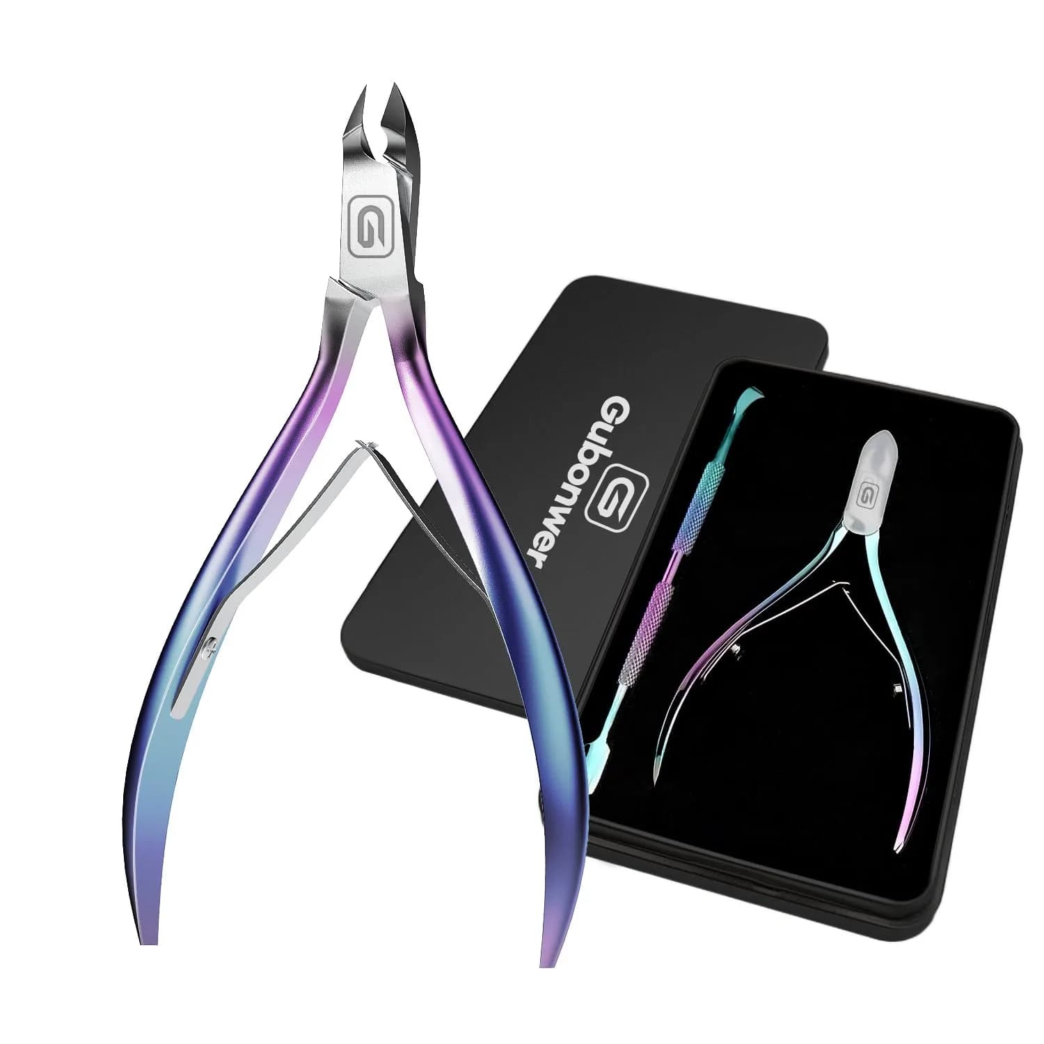 Gubonwer Cuticle Nippers 3/4 Jaw | Ultra-Sharp Stainless Steel Pedicure & Manicure Tool — Cuticle Nippers+cuticle Pushers/Colorful-b