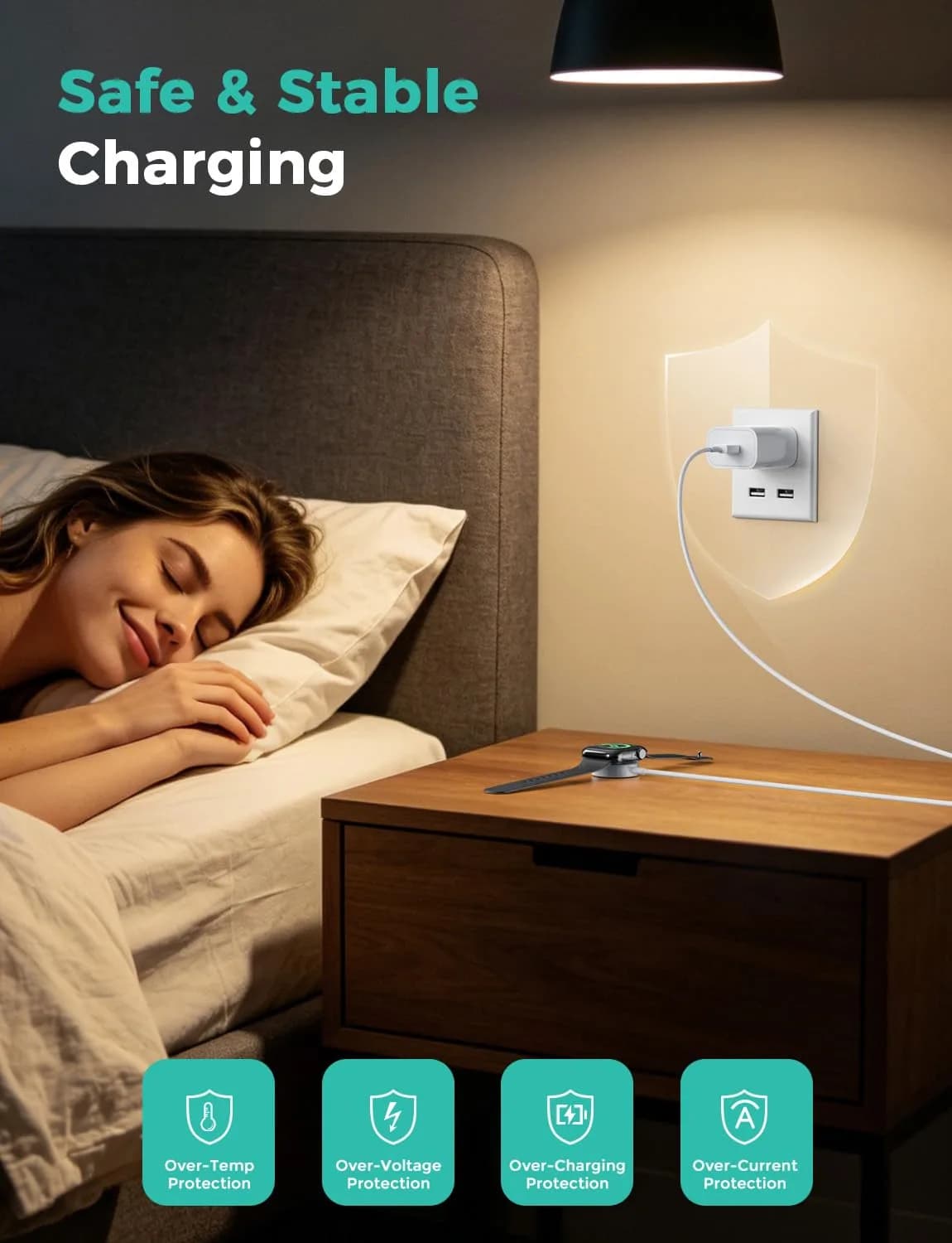 Amasuki Magnetic Charging Cable for Apple Watch, USB A Wireless Charger for iWatch Series 11/10/9/8/7/6/5/4/3/2 Ultra 3/2/SE (3.3FT, White) - view 6