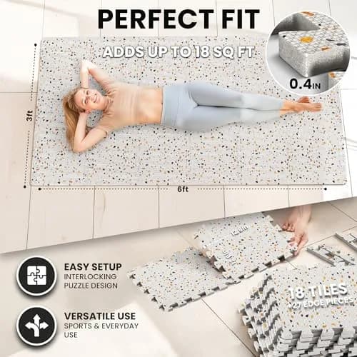 BeMaxx Gym Mats Set - EVA Interlocking Foam Floor Tiles 18 pcs | Anti-Fatigue Workout Mat Puzzle thumbnail 2