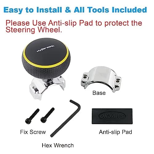 Hypersonic Steering Wheel Spinner Knob - Compatible with Standard Steering Wheels - Smooth Suicide Knob for Car, Tractor, Mower, Boat and Maneuver thumbnail 4