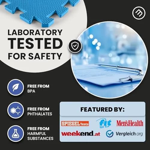 BeMaxx Interlocking EVA Foam Floor Tiles Workout Mat Set with Edge Pieces - 18 Tiles, 18 sq ft, Sky Blue | Protects Floors from Scratches, Noise & Sweat thumbnail 5