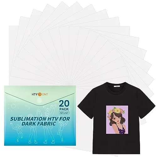 HTVRONT Sublimation HTV Sheets for Cotton Fabric Matte 12x12in (20 Pack) | Vivid Colors on Dark & Light Cotton thumbnail 1