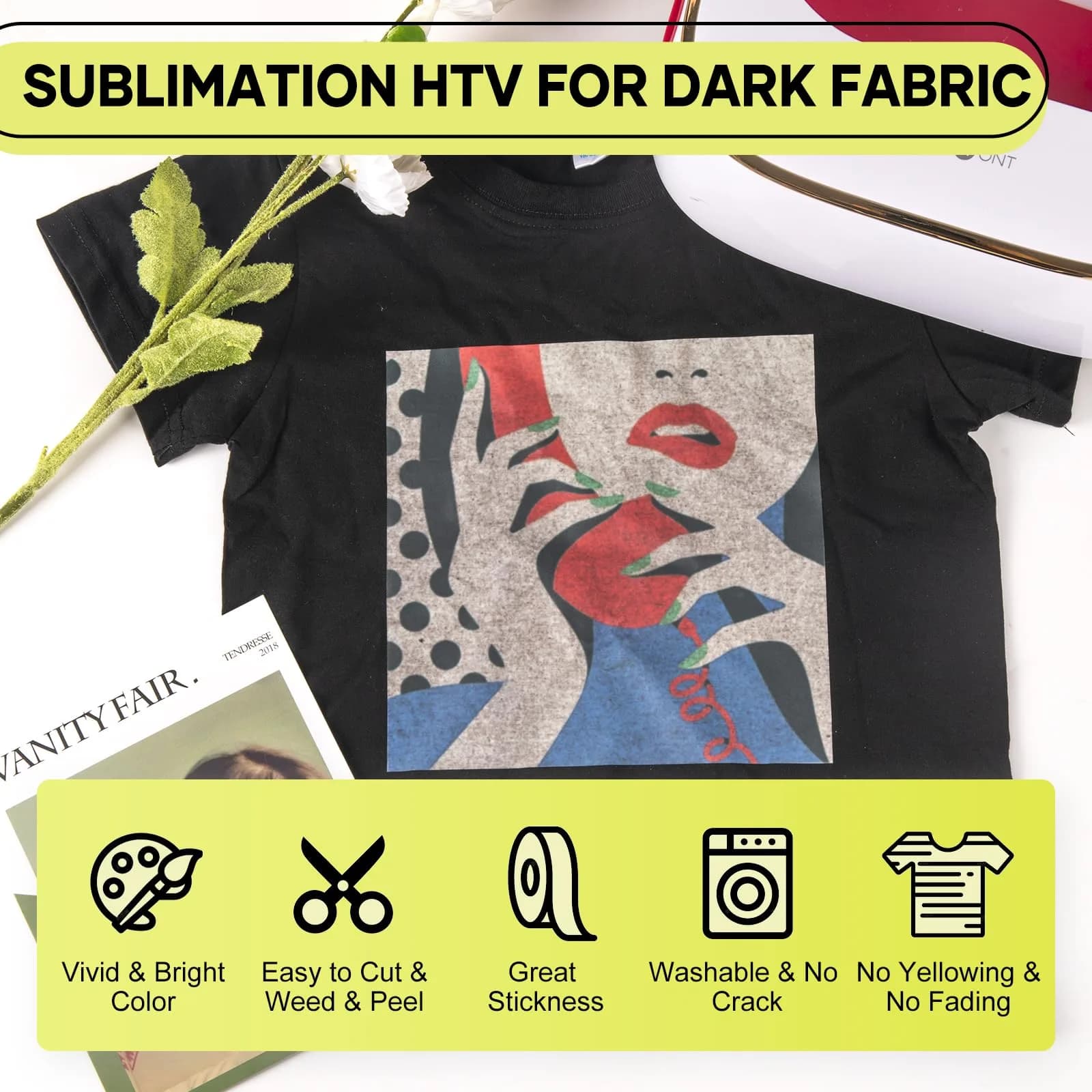 HTVRONT Sublimation HTV Sheets for Cotton Fabric Matte 12x12in (20 Pack) | Vivid Colors on Dark & Light Cotton thumbnail 2