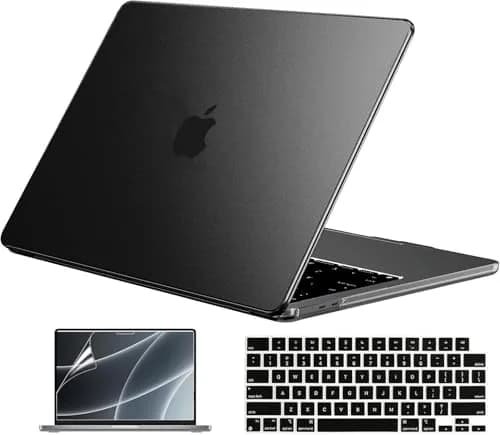 EooCoo Hard Case for MacBook Air 15 inch M2-M5 (A2941/A3114/A3241/A3448) with Keyboard Cover & Screen Protector, Frost Black thumbnail 1