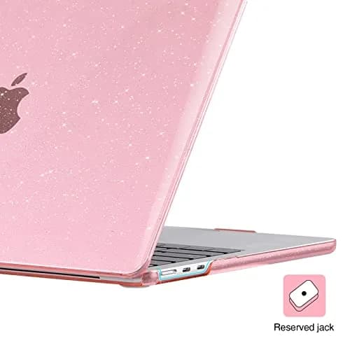 EooCoo Sparkly Pink Hard Case for MacBook Air 15 inch (M2-M5) | Includes Keyboard Cover & Screen Protector thumbnail 3
