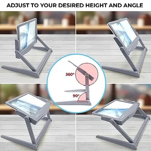 MagniPros 5X Large LED Page Magnifier with Stand 15.6 cm (6.14 in) | Eye-Caring Light Modes for Low Vision Seniors thumbnail 3
