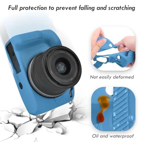 Rieibi EOS R50 Camera Case Blue | Soft Silicone Protective Grip for Canon EOS R50 Vlogging Camera thumbnail 4