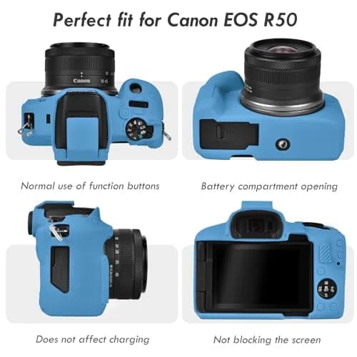 Rieibi EOS R50 Camera Case Blue | Soft Silicone Protective Grip for Canon EOS R50 Vlogging Camera thumbnail 3