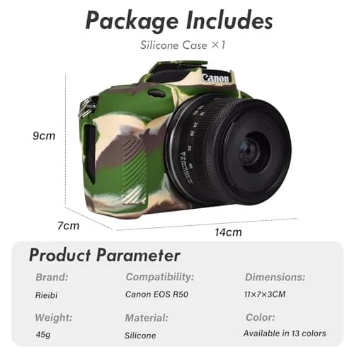 Rieibi EOS R50 Camera Case for Canon EOS R50 | Soft Silicone Protective Body Skin with Enhanced Grip & Precise Cutouts thumbnail 2