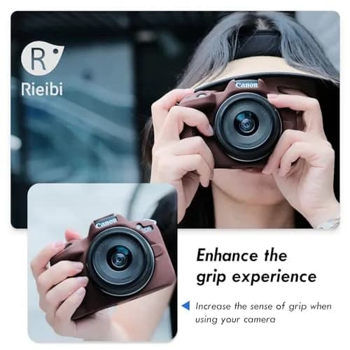 Rieibi EOS R50 Camera Case Soft Silicone Protective Grip Cover for Canon EOS R50 | Coffee thumbnail 7