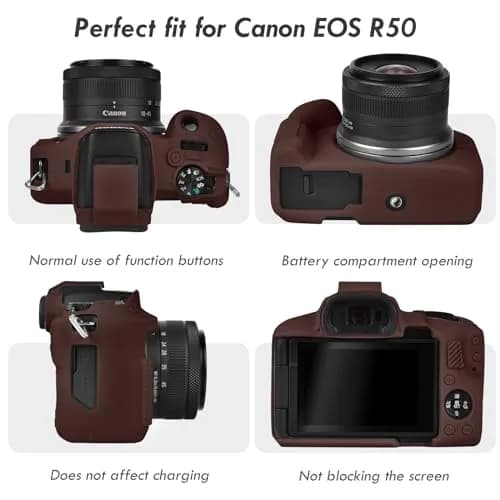 Rieibi EOS R50 Camera Case Soft Silicone Protective Grip Cover for Canon EOS R50 | Coffee thumbnail 3