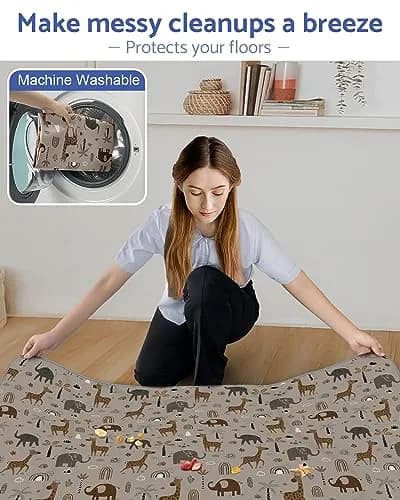 Blissful Diary Baby Splat Mat 128cm x 128cm (50.4 x 50.4 Inch) | Easy Clean Waterproof Floor Protector thumbnail 5
