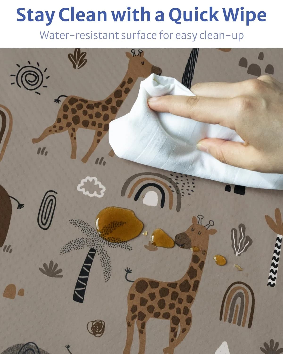 Blissful Diary Baby Splat Mat 128cm x 128cm (50.4 x 50.4 Inch) | Easy Clean Waterproof Floor Protector - view 6