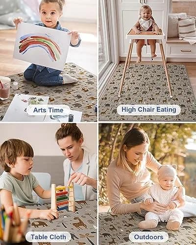 Blissful Diary Baby Splat Mat 128cm x 128cm (50.4 x 50.4 Inch) | Easy Clean Waterproof Floor Protector thumbnail 7