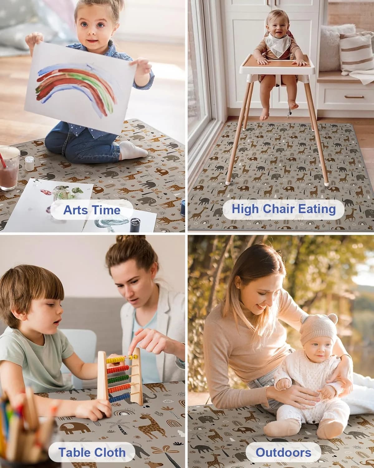 Blissful Diary Baby Splat Mat 128cm x 128cm (50.4 x 50.4 Inch) | Easy Clean Waterproof Floor Protector - view 7