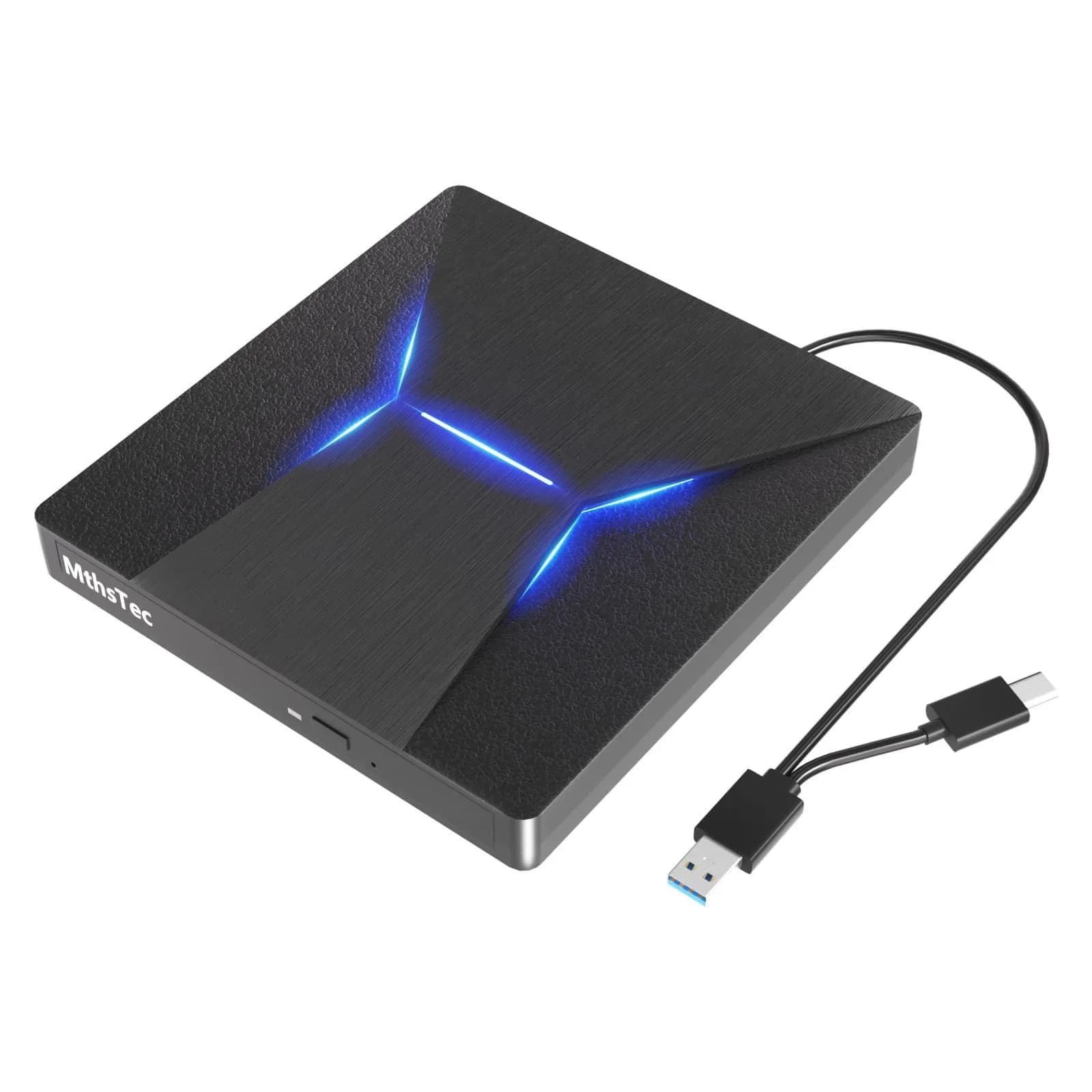 MthsTec External Blu-ray Burner Drive with USB 3.0 & Type-C | 6X BD Write Speed, 8X DVD Write Speed — Blu Ray Drive