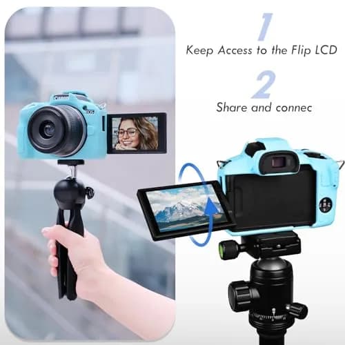 Rieibi EOSR50 EOS R50 Case, Soft Silicone Protective Cover for Canon EOS R50, Lightweight Camera Grip & Body Skin - Light Blue thumbnail 5
