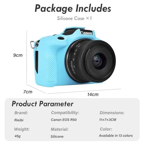 Rieibi EOSR50 EOS R50 Case, Soft Silicone Protective Cover for Canon EOS R50, Lightweight Camera Grip & Body Skin - Light Blue thumbnail 2