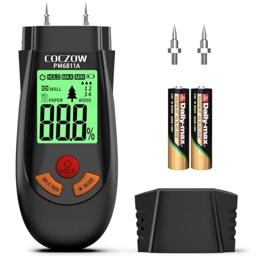 coczow Wood Moisture Meter 136mm x 54mm x 28mm | Accurate, Portable & Fast for Wood & Walls thumbnail 1
