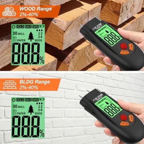 coczow Wood Moisture Meter 136mm x 54mm x 28mm | Accurate, Portable & Fast for Wood & Walls thumbnail 2