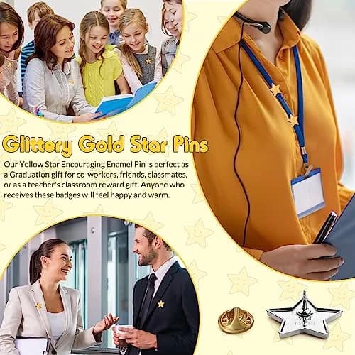 Unittype 100 Pcs Golden Star Pins | Employee Appreciation Gift | 2.54cm (1 inch) Diameter thumbnail 6
