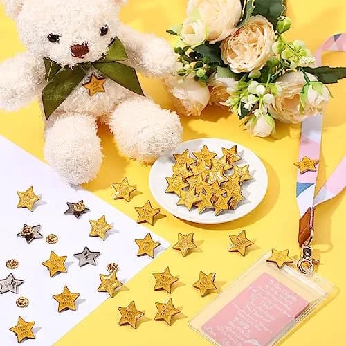 Unittype 100 Pcs Golden Star Pins | Employee Appreciation Gift | 2.54cm (1 inch) Diameter thumbnail 7