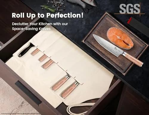 SYOKAMI 14pcs Chef Knife Set with Roll Bag | Japanese High Carbon Steel, Pakkawood Handles, Travel & Outdoor Ready thumbnail 2
