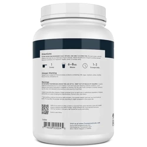 Transparent Labs Grass-Fed Whey Protein Isolate Vanilla Peanut Butter 1.03 kg (2.27 lb) | 28g Protein Per Serving thumbnail 8