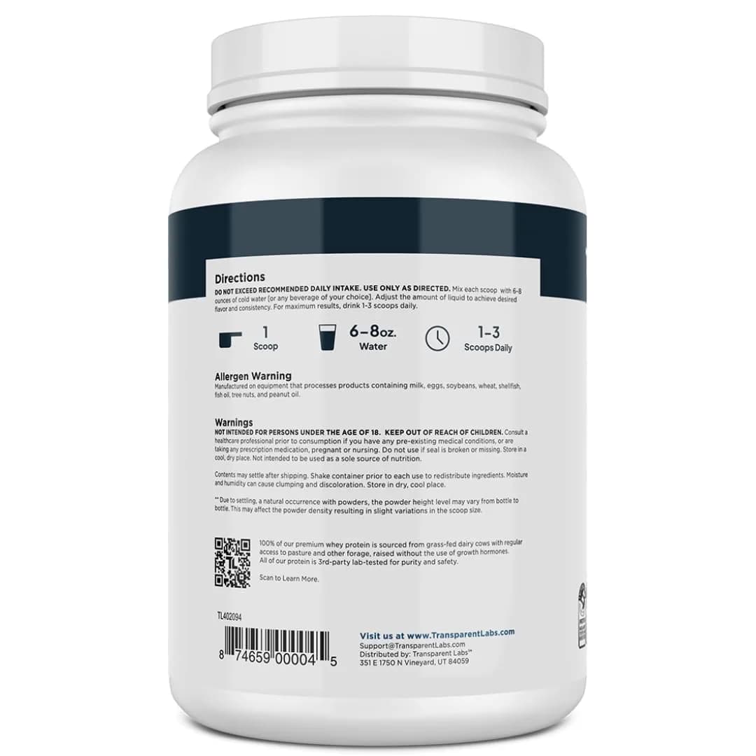 Transparent Labs Grass-Fed Whey Protein Isolate Vanilla Peanut Butter 1.03 kg (2.27 lb) | 28g Protein Per Serving - view 8