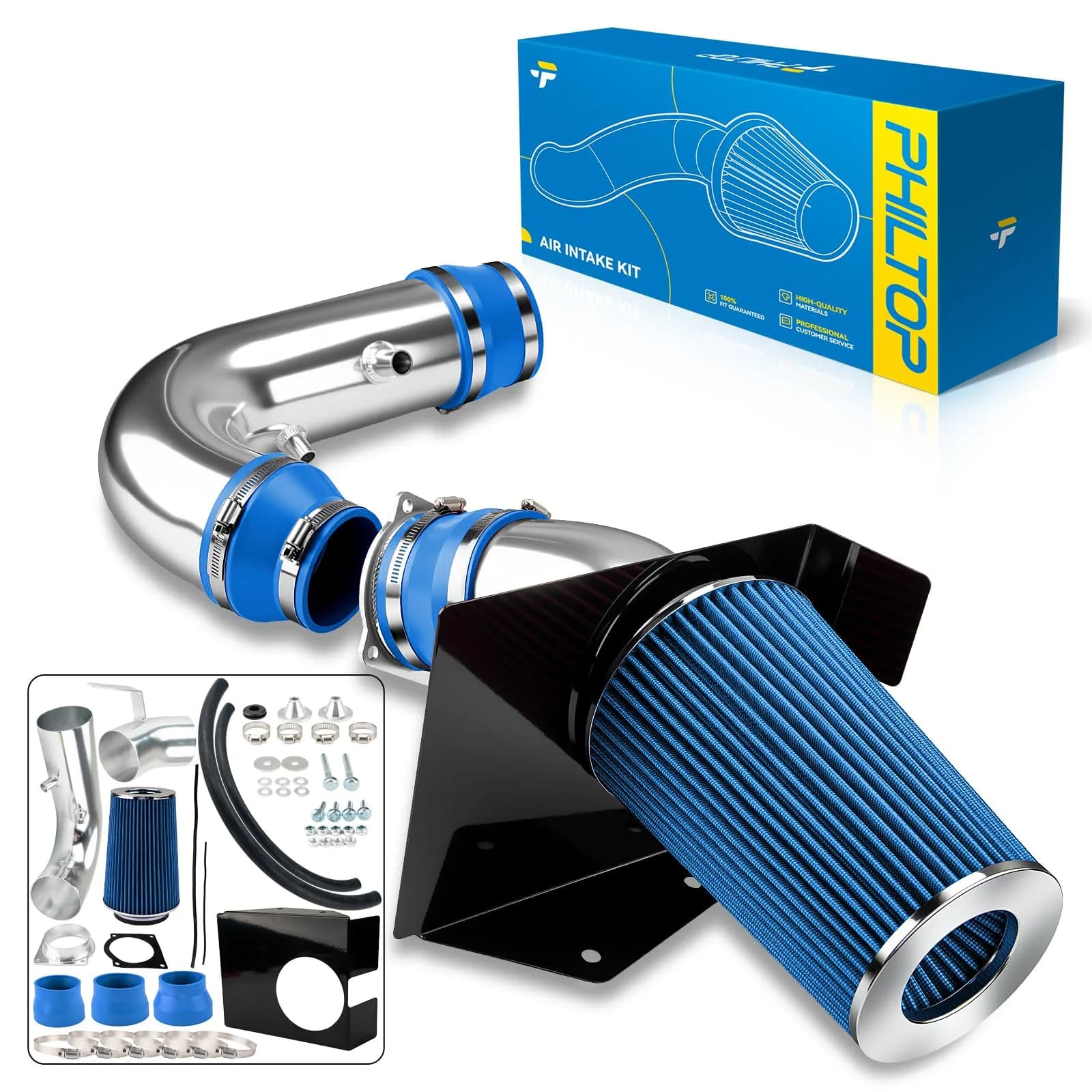 PHILTOP 3" Cold Air Intake Kit for 2001-2005 BMW 325i, 330Ci, 325Ci, 325xi | Aluminum Performance Intake — Blue / 1997-2003 F-150 4.6L/5.4L