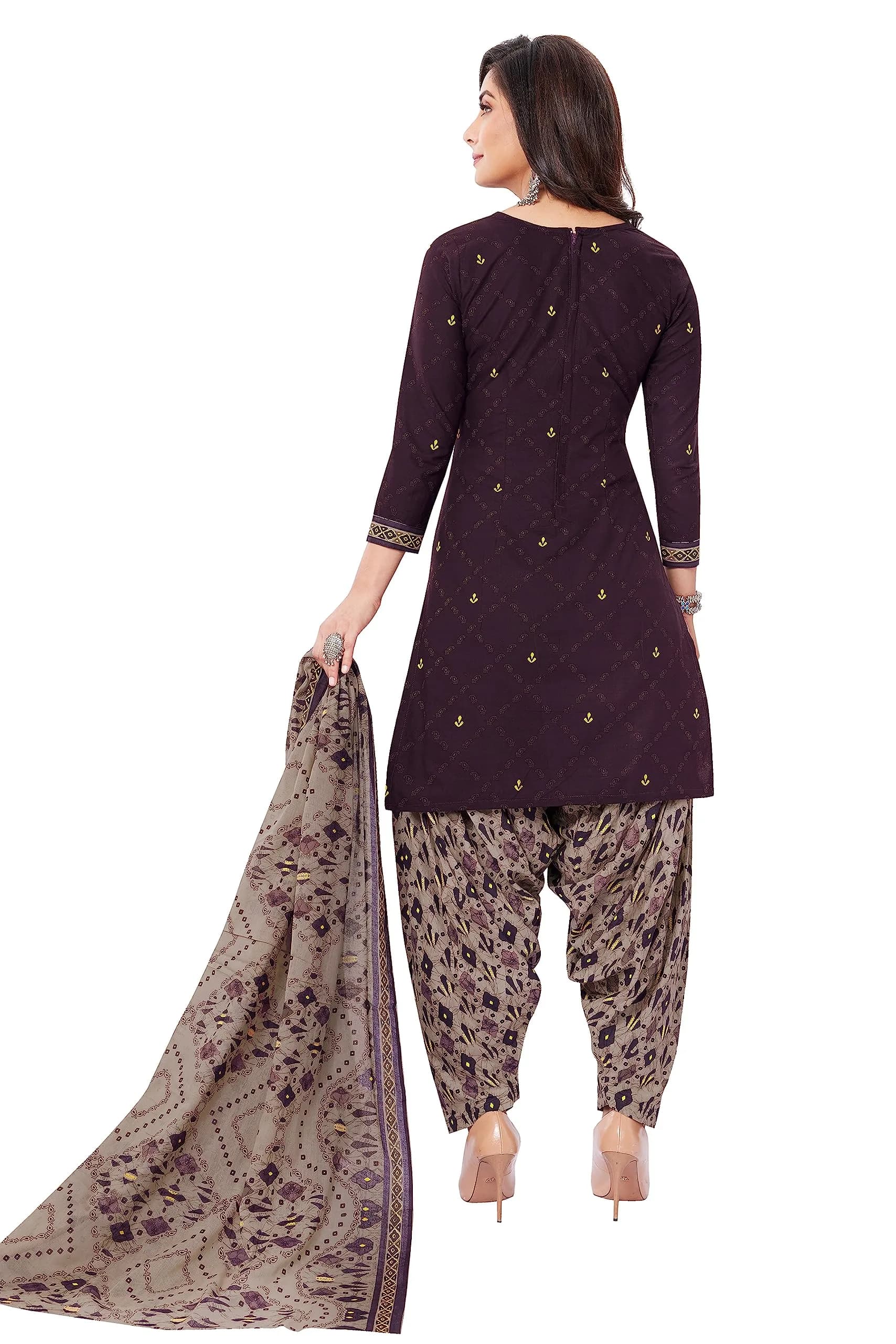 Miraan Cotton Printed Readymade Salwar Suit Set Purple Large | Traditional Ethnic Wear for Women - view 2