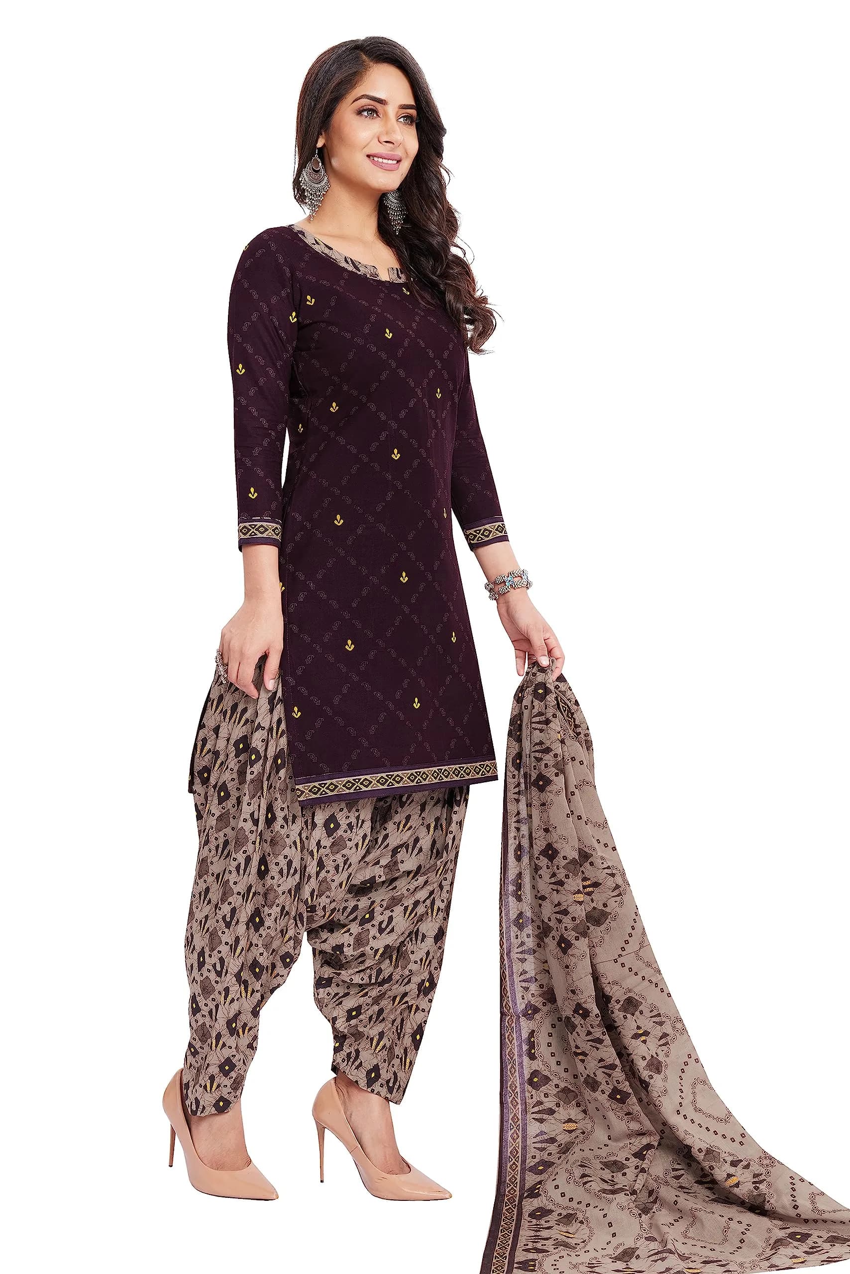 Miraan Cotton Printed Readymade Salwar Suit Set Purple Large | Traditional Ethnic Wear for Women - view 4