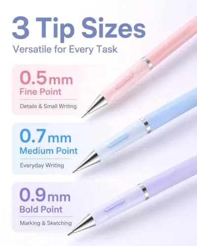 Four Candies Pastel Mechanical Pencil Set with Case, 3 Sizes (0.5mm, 0.7mm, 0.9mm) | 360 Leads, 3 Erasers, 9 Refills thumbnail 2