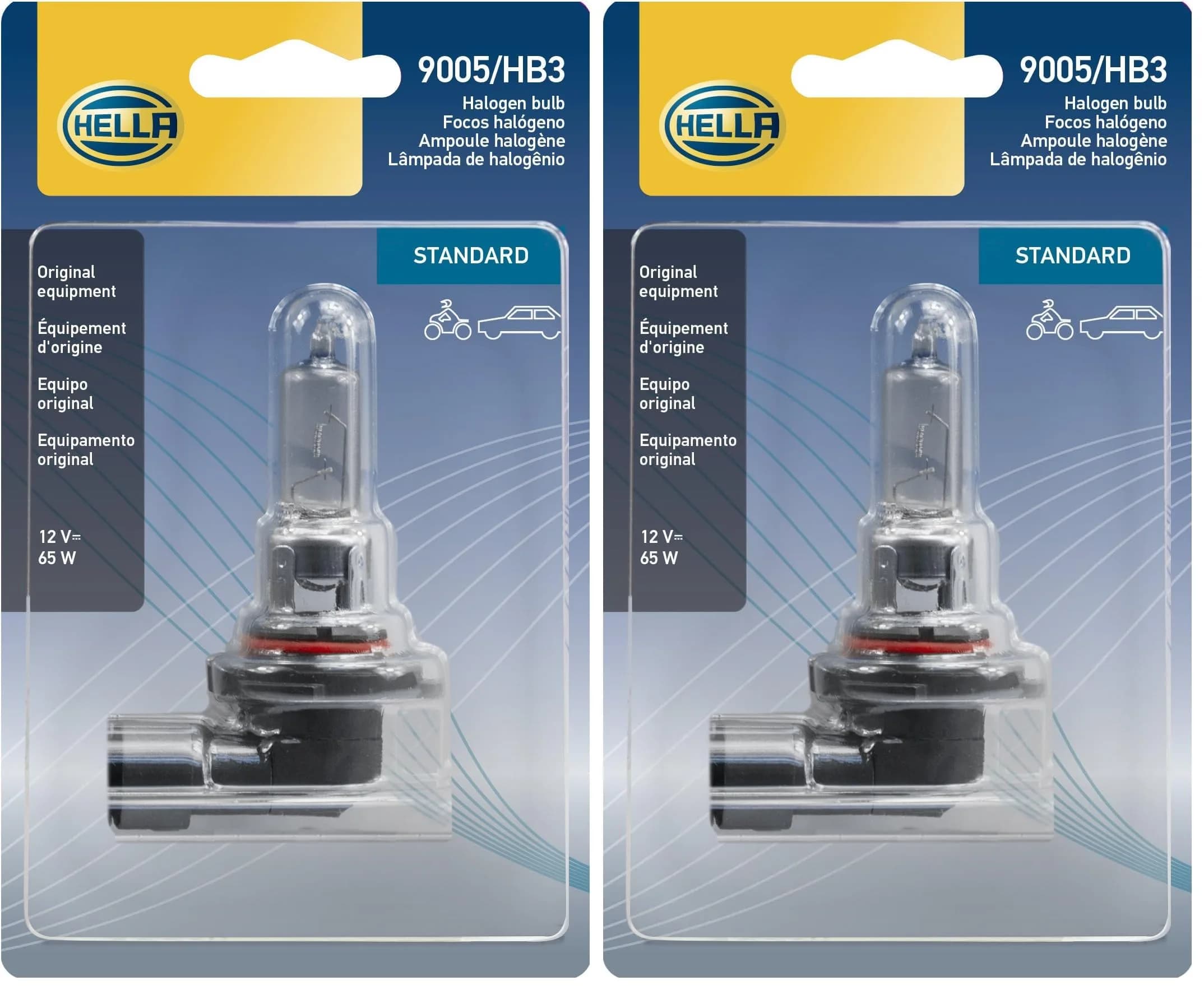 Hella Optilux XY Series HB3 9005 Xenon Yellow Halogen Bulbs, 12V, 65W, 2 Pack - main product image