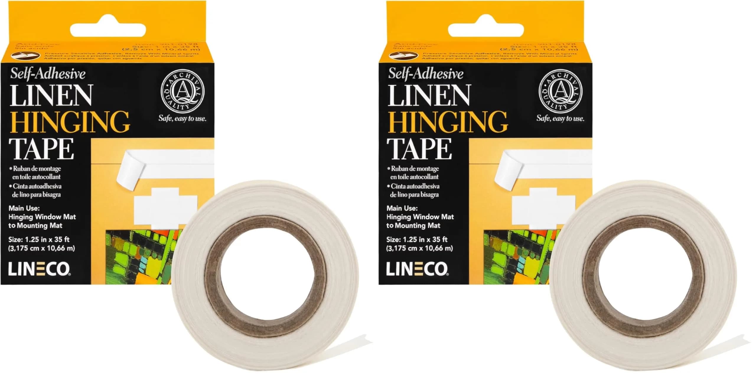 Lineco Self-Adhesive Linen Hinging Tape, Blanco White, 35 Foot (Pack of 2) - main product image